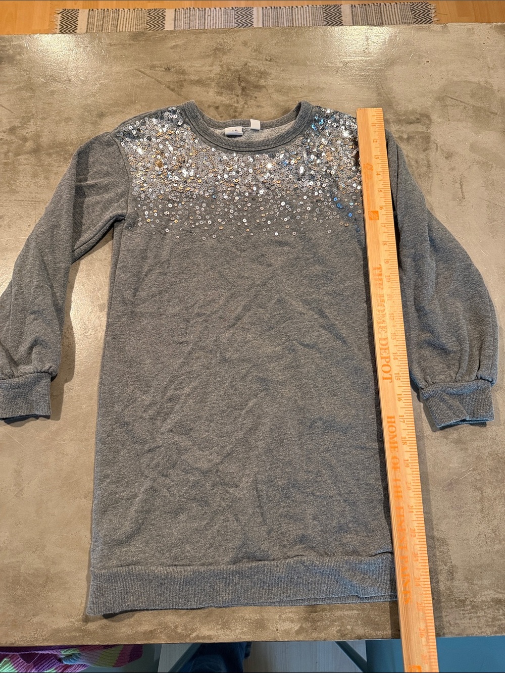 GAP Girls Gray Sequin Yoke Sweatshirt Dress